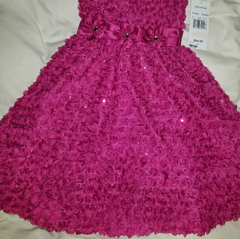 Girl's Formal Floral Fuchsia Dress Never Worn - Picture 3 of 5